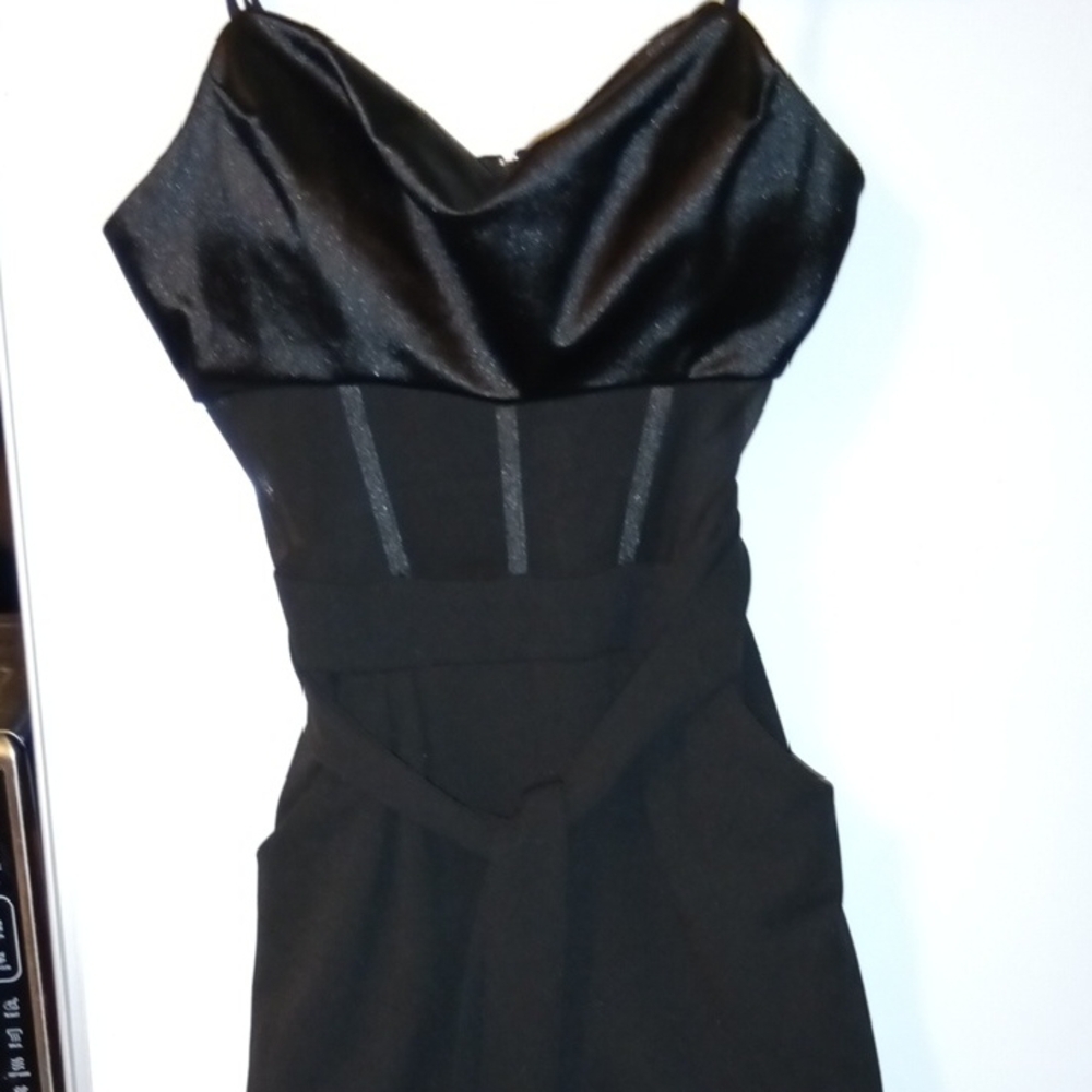 Honey & Rosie Black Woman's Strapless Sleeveless V-Neck Jumpsuit, (M) Vintage
